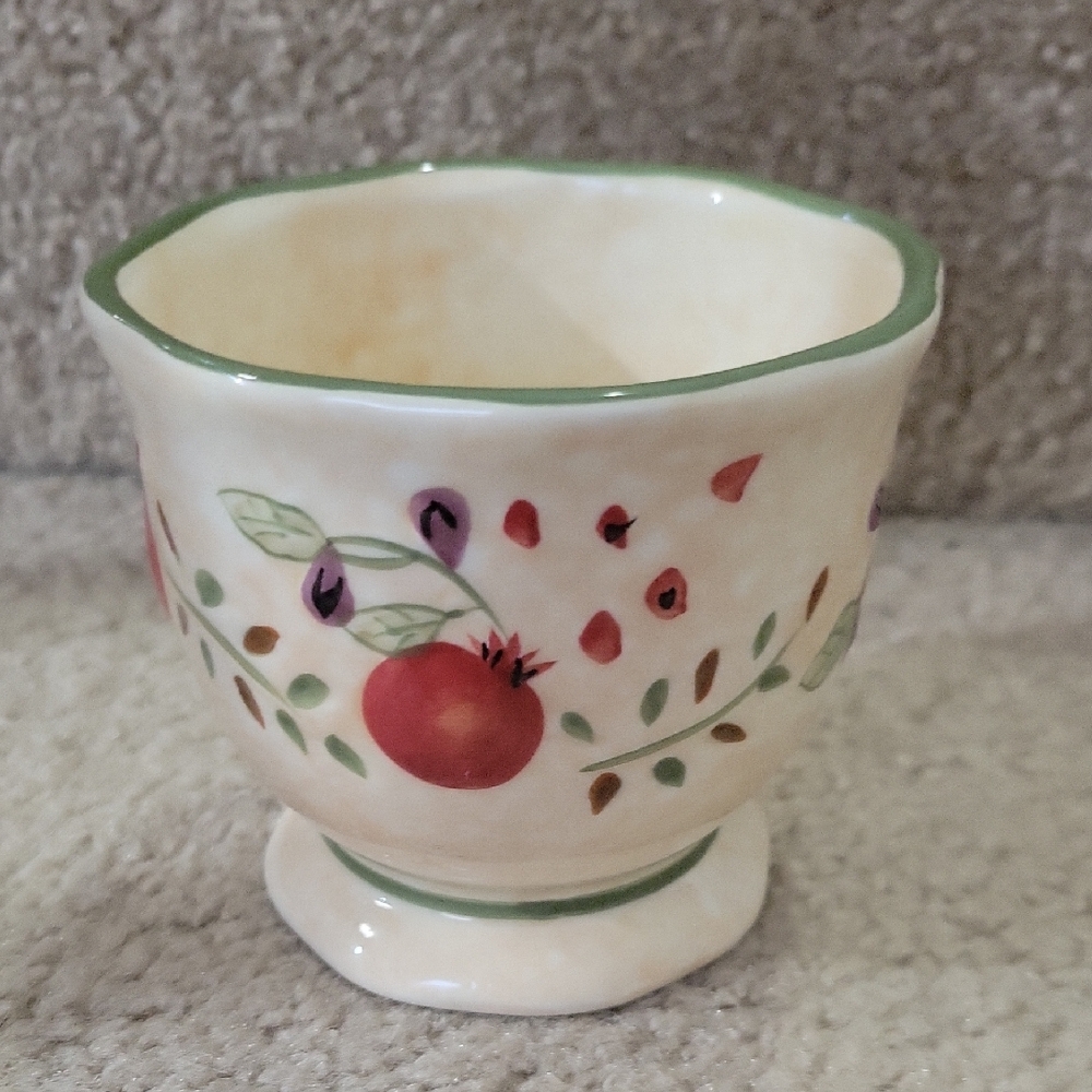 Pomegranate Ceramic Cup with Green Trim
